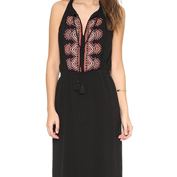 Madewell embroidered maxi black slit dress SZ Xs 2 - Picture 2 of 14